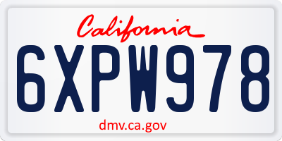 CA license plate 6XPW978