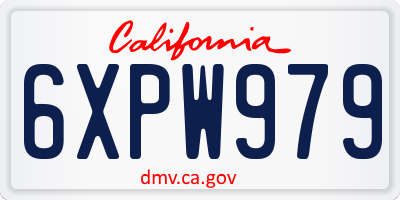 CA license plate 6XPW979