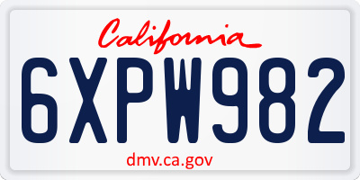 CA license plate 6XPW982