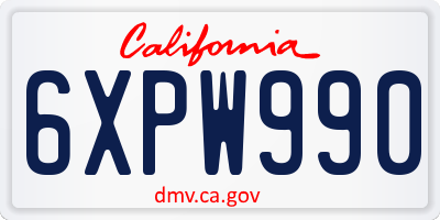 CA license plate 6XPW990