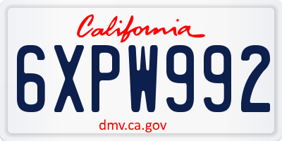 CA license plate 6XPW992