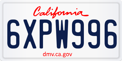 CA license plate 6XPW996