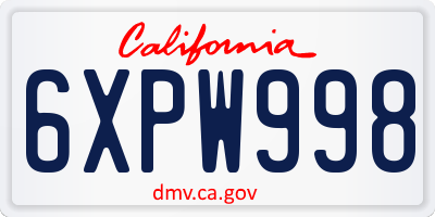CA license plate 6XPW998