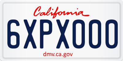 CA license plate 6XPX000