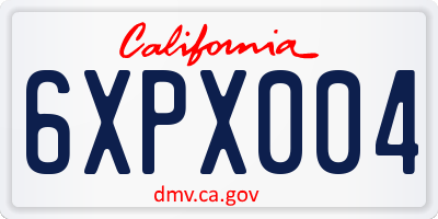CA license plate 6XPX004