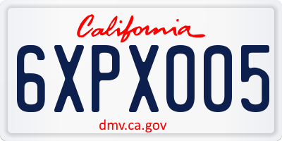 CA license plate 6XPX005