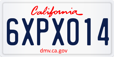 CA license plate 6XPX014