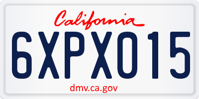 CA license plate 6XPX015