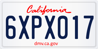 CA license plate 6XPX017