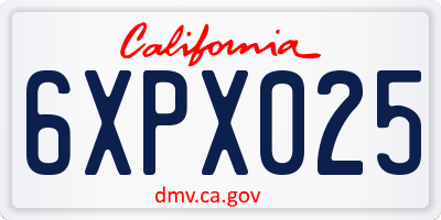 CA license plate 6XPX025