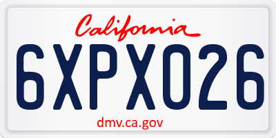 CA license plate 6XPX026