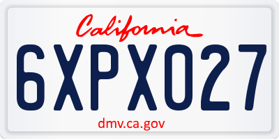 CA license plate 6XPX027
