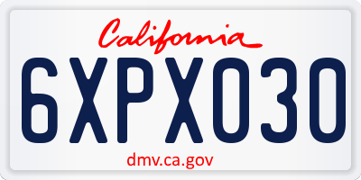 CA license plate 6XPX030