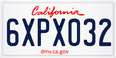 CA license plate 6XPX032