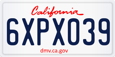 CA license plate 6XPX039
