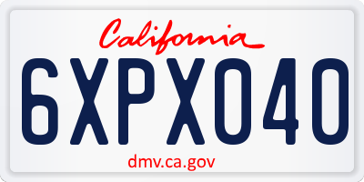 CA license plate 6XPX040