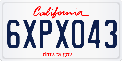 CA license plate 6XPX043