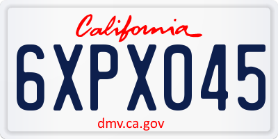 CA license plate 6XPX045