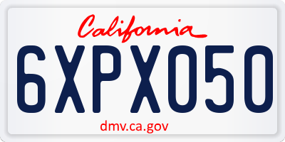 CA license plate 6XPX050