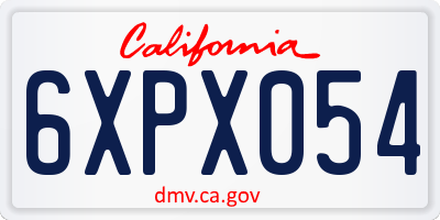 CA license plate 6XPX054