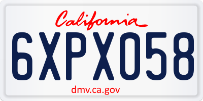 CA license plate 6XPX058