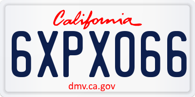 CA license plate 6XPX066