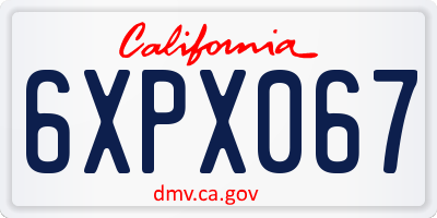 CA license plate 6XPX067
