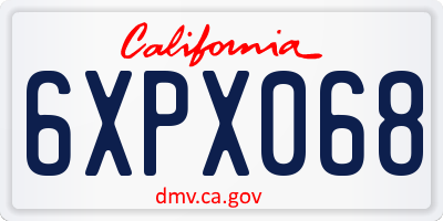 CA license plate 6XPX068