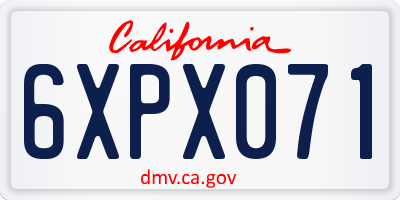 CA license plate 6XPX071