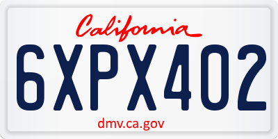CA license plate 6XPX402