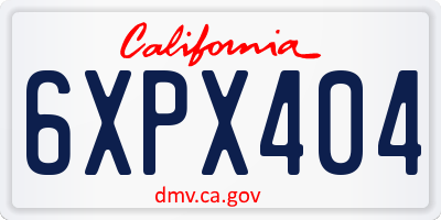 CA license plate 6XPX404