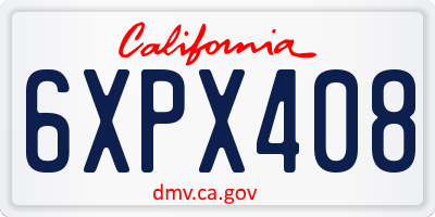 CA license plate 6XPX408
