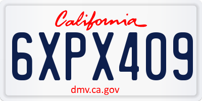 CA license plate 6XPX409