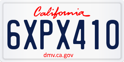 CA license plate 6XPX410