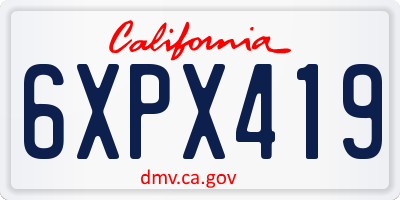 CA license plate 6XPX419
