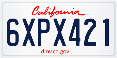 CA license plate 6XPX421