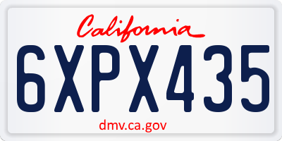 CA license plate 6XPX435