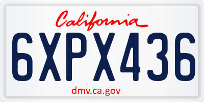 CA license plate 6XPX436