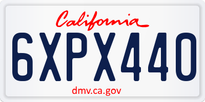 CA license plate 6XPX440