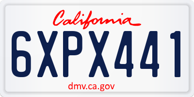 CA license plate 6XPX441