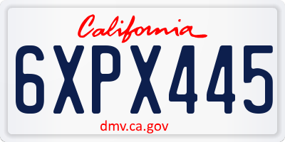 CA license plate 6XPX445