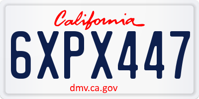 CA license plate 6XPX447