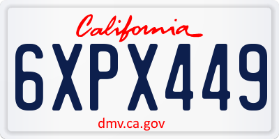 CA license plate 6XPX449