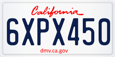 CA license plate 6XPX450