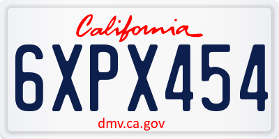 CA license plate 6XPX454