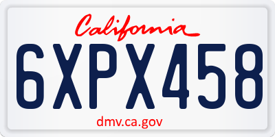 CA license plate 6XPX458