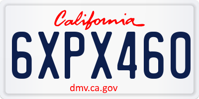 CA license plate 6XPX460