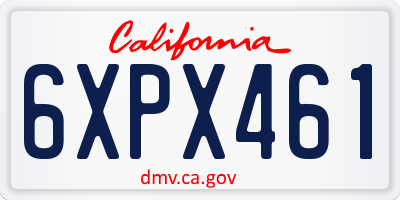 CA license plate 6XPX461