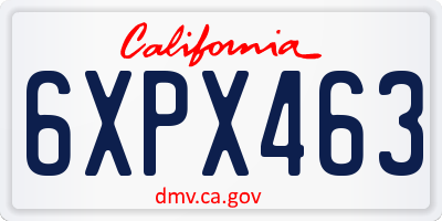 CA license plate 6XPX463