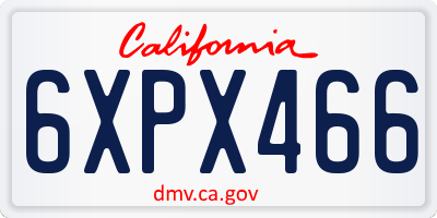 CA license plate 6XPX466